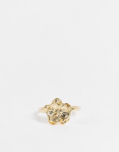 Золотистое кольцо с цветком Topshop-Золотистый