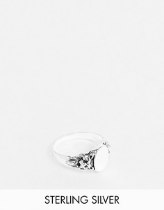 Кольцо-печатка из полированного стерлингового серебра с дизайном в виде льва ASOS DESIGN-Серебристый