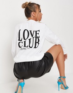 Белая oversized-футболка с надписью "Love Club" Missguided-Белый