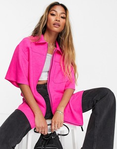 Рубашка на молнии цвета маджента Topshop Premium-Фиолетовый цвет