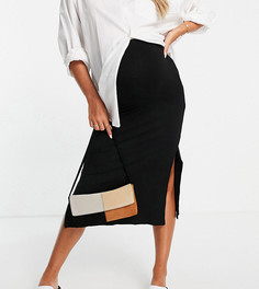 Черная юбка в рубчик с двумя разрезами Topshop Maternity-Черный цвет