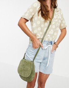 Сумка через плечо цвета хаки из замшевой кожи Urbancode-Зеленый цвет