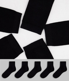Набор из 5 пар черных носков из органического хлопка Monki Polly-Черный цвет