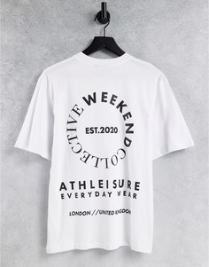 Белая oversized-футболка с большим графическим принтом на спине ASOS Weekend Collective-Белый