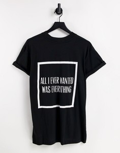 Oversize-футболка с принтом на спине Night Addict-Черный цвет