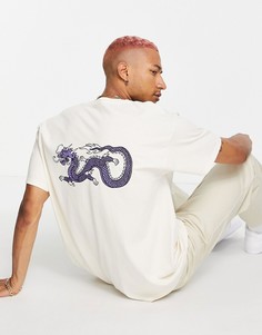 Oversized-футболка с принтом дракона на спине HNR LD-Светло-бежевый цвет Honour