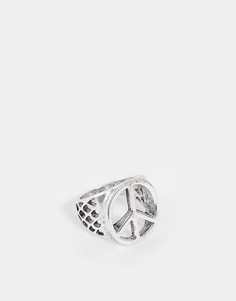 Серебристое кольцо с символом мира DesignB-Серебряный