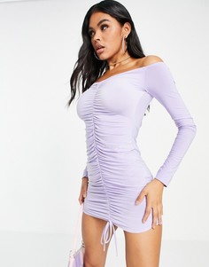 Сиреневое платье мини со сборками и открытыми плечами I Saw It First-Фиолетовый цвет
