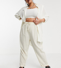 Брюки без застежки кремового цвета Cotton:On Curve-Белый