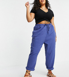 Синие брюки без застежки Cotton:On Curve-Голубой