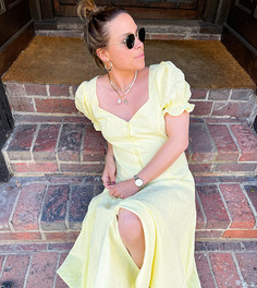 Платье миди в фактурный горошек с открытой спиной Labelrail x Collyer Twins-Желтый