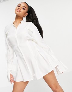 Белое платье-рубашка с юбкой со складками Aria Cove-Белый