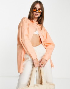 Рубашка в стиле oversized из органического хлопка абрикосового цвета Aligne-Оранжевый цвет