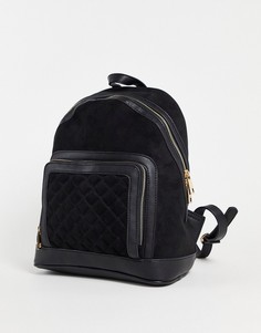 Черный замшевый стеганый рюкзак с карманом спереди Forever New Shannon-Черный цвет