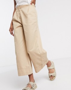 Бежевые брюки-кюлоты из органического хлопка Selected Femme-Коричневый цвет