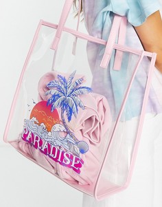 Розовая прозрачная сумка-тоут с надписью "Paradise" Skinnydip-Прозрачный