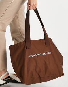 Парусиновая сумка-тоут коричневого цвета ASOS Weekend Collective-Коричневый цвет