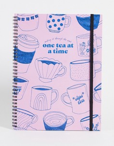 Фиолетовый блокнот формата А4 с надписью one tea Typo-Разноцветный