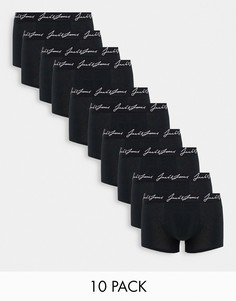 Набор из 10 черных боксеров-брифов Jack & Jones-Черный цвет
