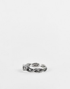 Серебристое кольцо из нержавеющей стали в виде переплетенных змеек ASOS DESIGN-Серебряный