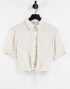 Бежевая рубашка с коротким рукавом и завязками Pimkie-Светло-бежевый цвет
