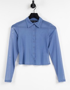 Облегающая рубашка из сетки в стиле 90-х с застежкой на пуговицы спереди Motel-Голубой