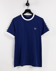 Темно-синяя футболка с контрастной лентой Fred Perry-Темно-синий