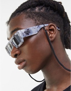 Квадратные солнцезащитные очки серого цвета с мраморным принтом Bershka-Серый