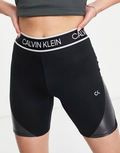 Черные шорты-леггинсы с логотипом на поясе от комплекта Calvin Klein Performance-Черный цвет