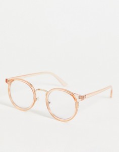 Женские круглые очки в оправе светло-розового цвета с голубоватыми стеклами Jeepers Peepers-Розовый цвет