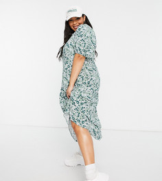 Платье миди с цветочным принтом зеленого цвета Cotton:On Curve-Многоцветный