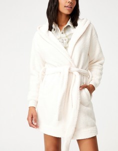 Бежевый халат с капюшоном Cotton:On-Светло-бежевый цвет