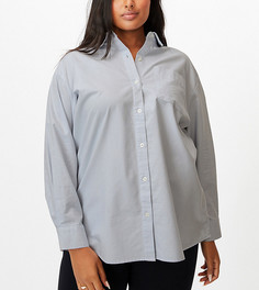 Голубая рубашка в стиле преппи Cotton:On Curve-Голубой