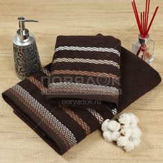 Полотенце банное, 50х90 см, Silvano, 420 г/кв.м, Зиг-заг коричневый D50-9 Турция