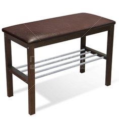 Полка для обуви 2 яруса Sheffilton Альберо венге/коричневая SHT-B2 Б-31 с сиденьем, 67х31х49 см