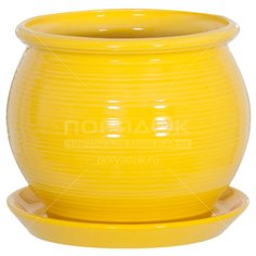 Горшок для цветов керамика, 1.8 л, 16.2 см, желтый, Радуга