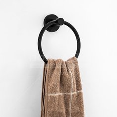 Держатель для полотенец, с кольцом, нерж сталь, черн, Frap, F30204