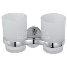 Стакан для зубных щеток, двойной, стекло/металл, хром, Frap, F1608