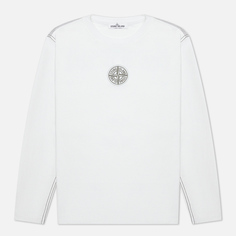 Мужской лонгслив Stone Island Garment Dyed Embroidery Logo, цвет белый