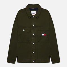 Мужская джинсовая куртка Tommy Jeans Tommy Badge Boxy Trucker, цвет оливковый