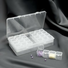 Контейнер для рукоделия, 7 рядов по 4 ячейки, 24,5 × 13,5 × 5,5 см, цвет прозрачный Арт Узор