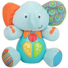 Интерактивная мягкая игрушка Winfun Слон цвет: голубой/оранжевый