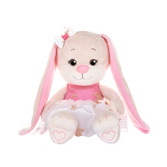 Мягкая игрушка Jack&Lin Зайка в Бело-Розовом Платьице со Звездочками 20 см цвет: бежевый/розовый