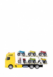 Набор игровой Givito Игрушечные машинки серии "Мой город" (Автовоз - тягач 45 см, со светом и звуком, желтый. 6 квардроциклов)