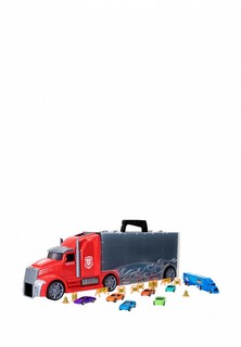 Набор игровой Givito Детская машинка серии "Мой город" (Автовоз - кейс 64 см, красный, с тоннелем. Набор из 6 машинок, 1 фуры и 12 дорожных знаков)