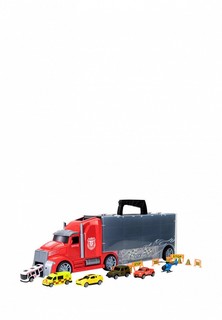 Набор игровой Givito Набор машинок серии "Мой город" (Автовоз - кейс 54 см, красный, с тоннелем.6 машинок и 10 дорожных знаков)