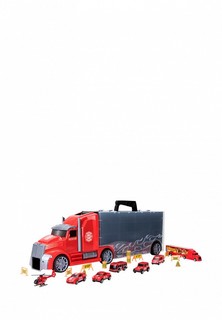 Набор игровой Givito Детская машинка серии "Служба спасения" (Автовоз - кейс 64 см, красный, с тоннелем. Набор из 4 машинок, 1 автобуса, 1 вертолета, 1 фуры и 12 дорожных знаков)