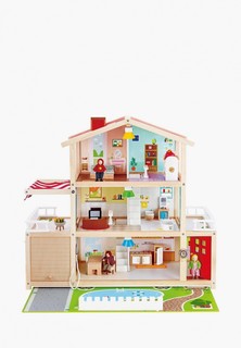 Дом для куклы Hape Семейный особняк с мебелью 29 предметов 4 куклами, для кукол 15 см
