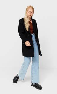 Stradivarius Базовое Пальто Черный L