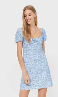 Stradivarius Короткое Платье С V-Образным Вырезом Небесно-Голубой M